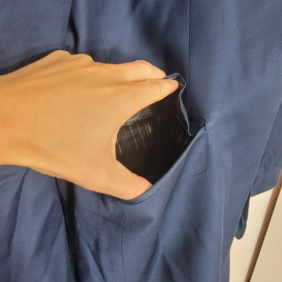 Orvieto Vintage Men's Navy Blue 100% Wool Lapel Collar Two Button Blazer Sz 48R - Picture 5 of 12